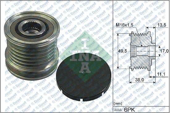 INA 535016610 Alternator Kasnagi P207 P3008 I P308 I-Ii P5008 P508 I Partner Ds3-Ds4-Ds5 C5 Iii C4 Ii Berlingo 1.6 16v